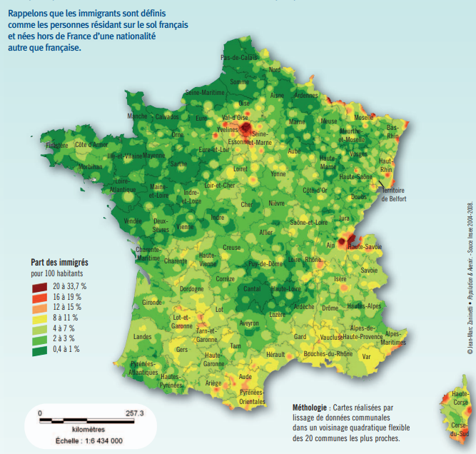 Immigrant share by French commune